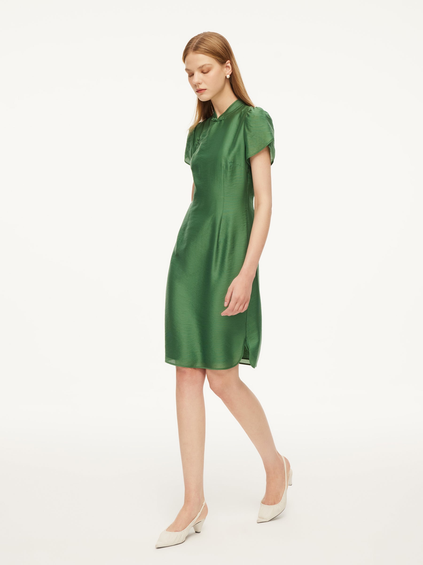 Tencel Qipao Mini Dress
