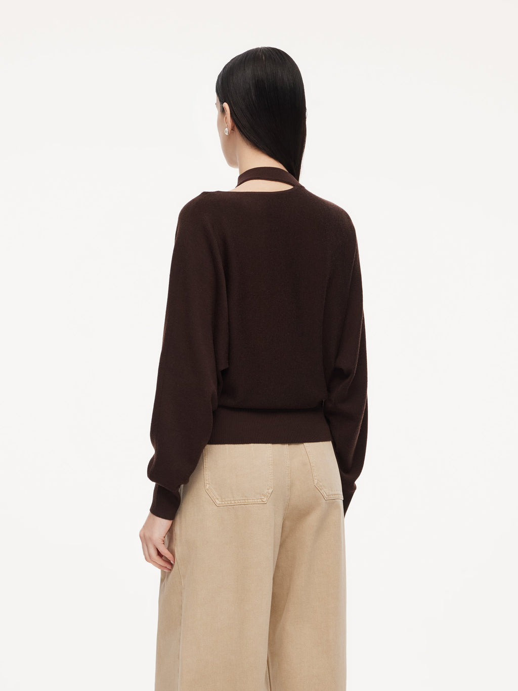 Wool Cutout Choker Sweater