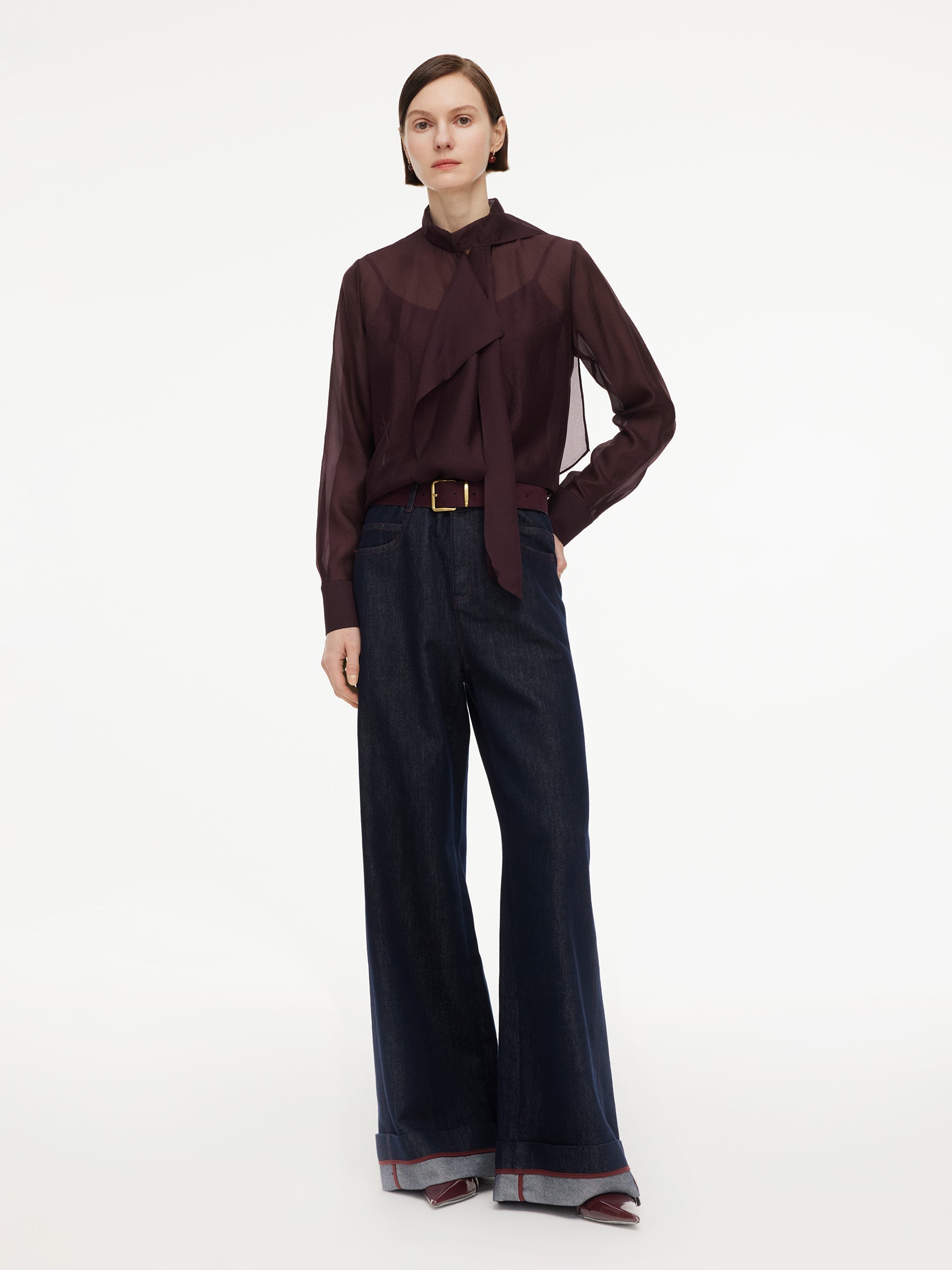 Lyocell-Cotton High-Waist Palazzo Jeans