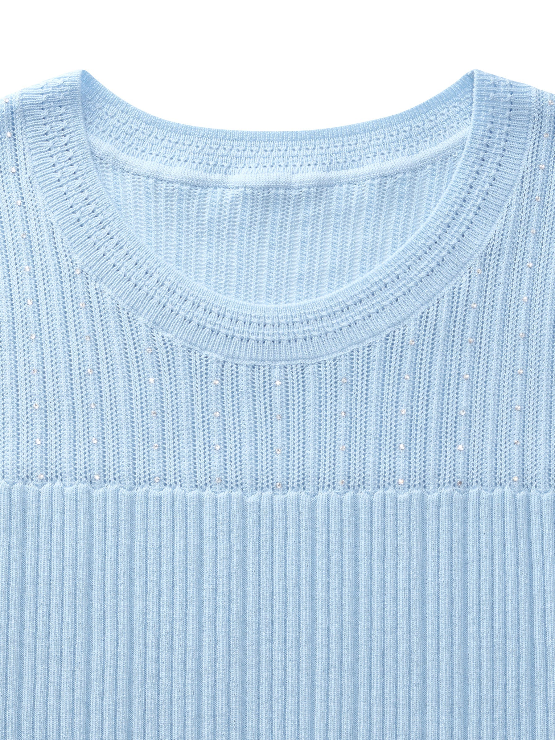 Lyocell Rhinestone Crew Neck