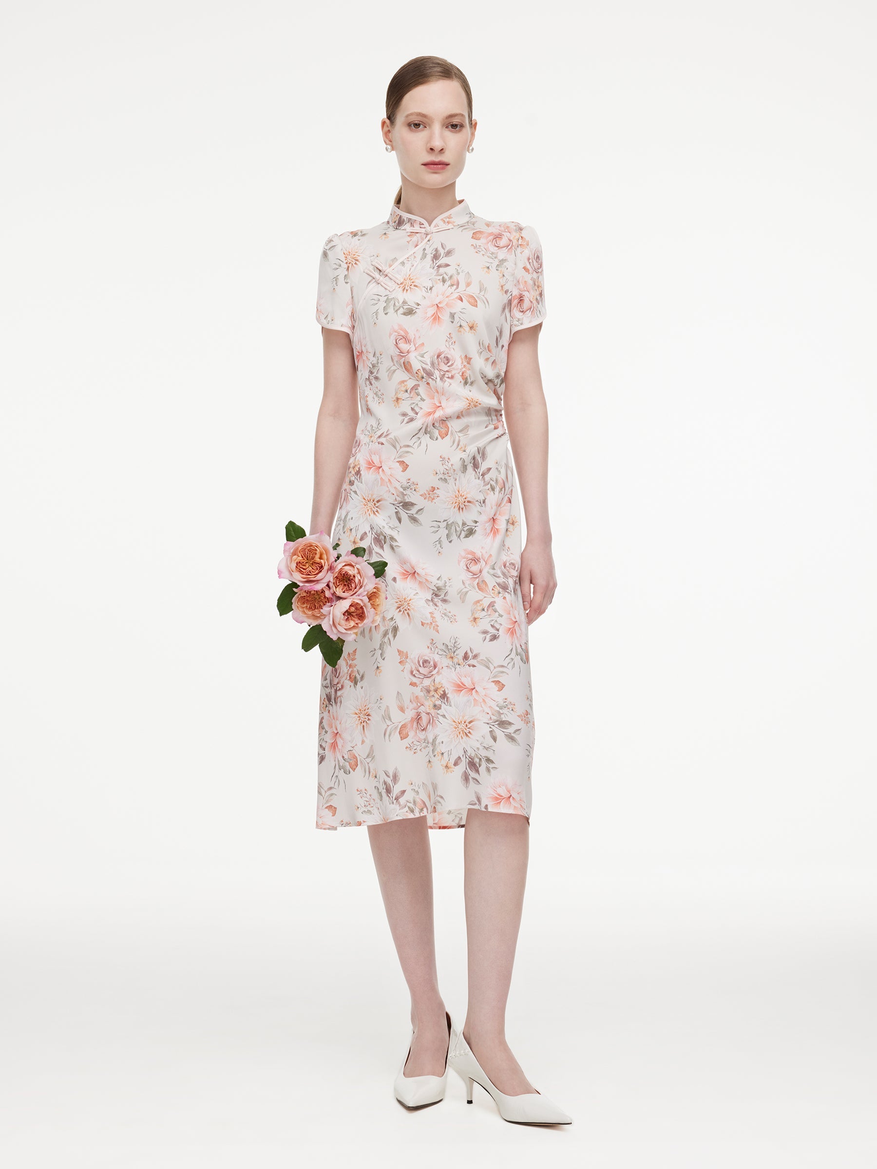 Side Ruched New-Oriental Dress