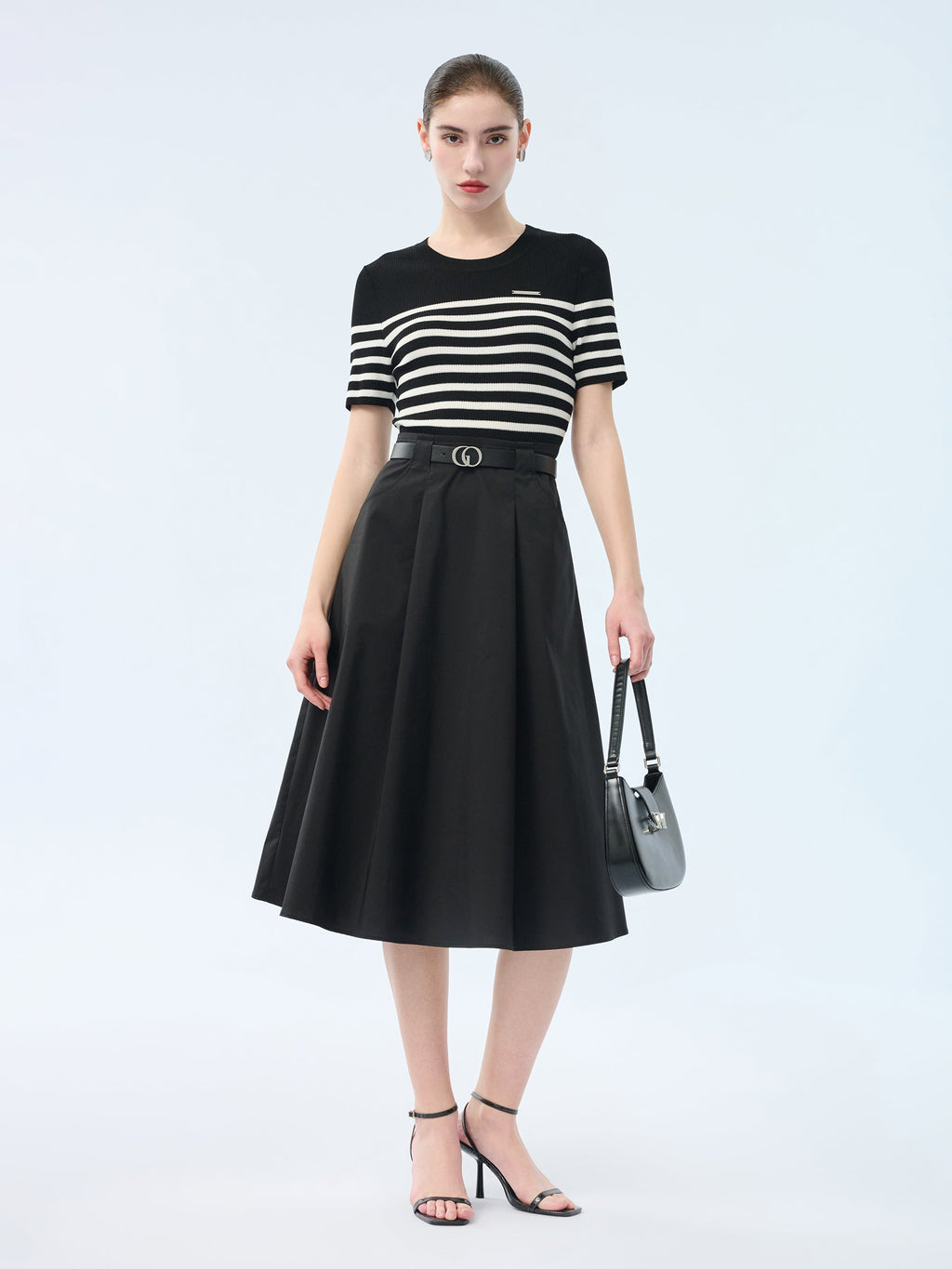 Lyocell Patchwork Belted Midi
