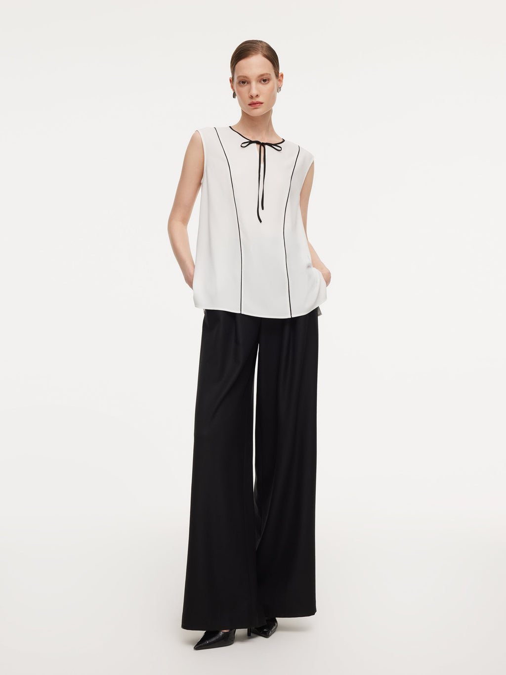 Acetate Blend Tie-Front Tank