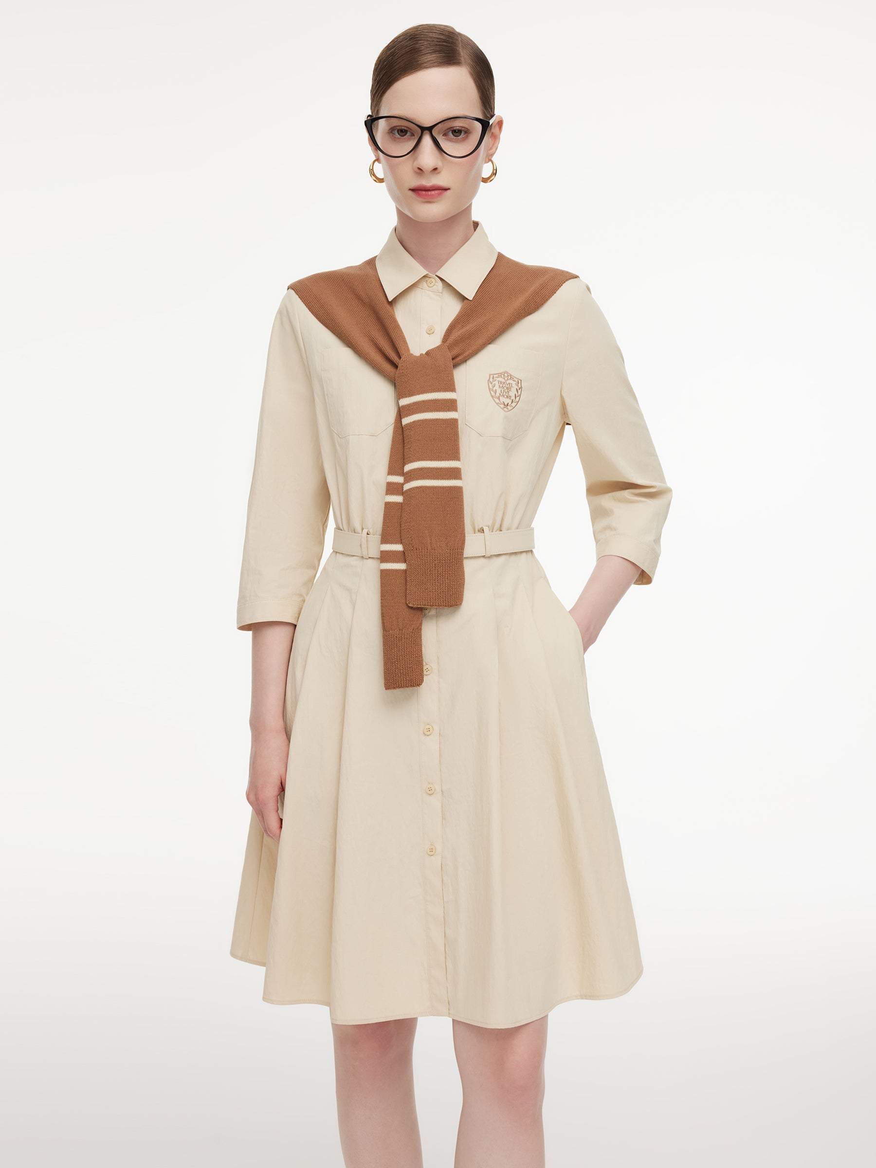 Cotton Embroidered Shirt Dress