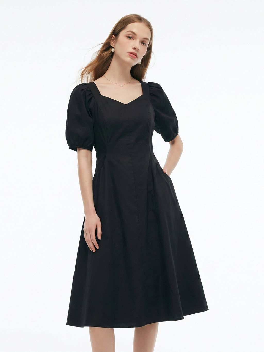 Cotton Blend Sweetheart Dress