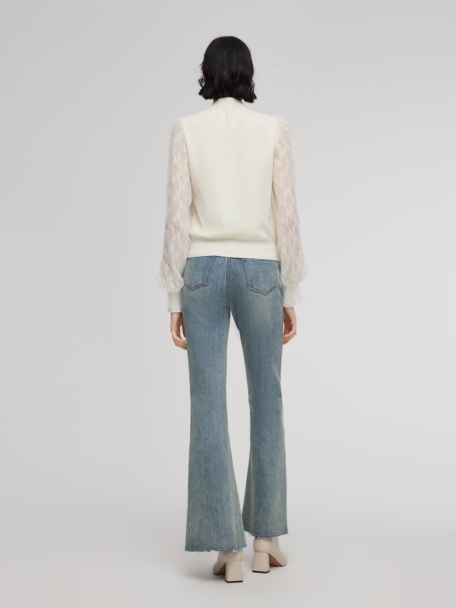 Tencel Wool Lace Patchwork Top