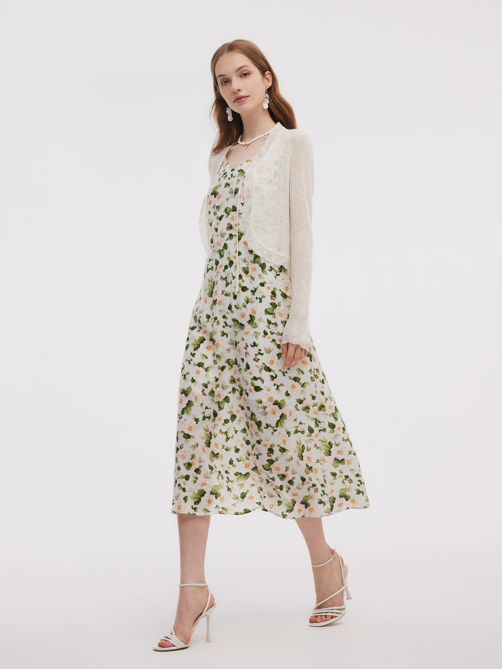 Wavy Trim Tie-Front Cardigan