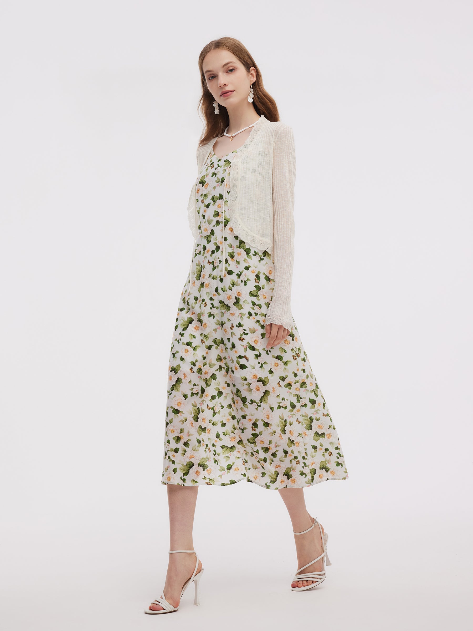 Wavy Trim Tie-Front Cardigan