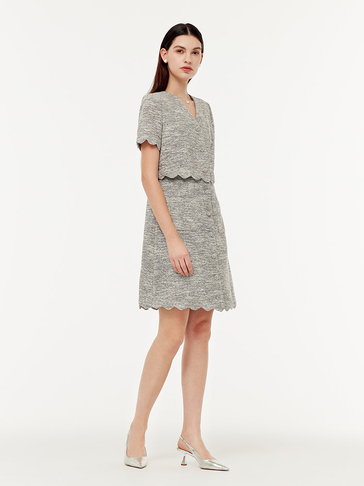 Silver Thread Faux Two-Piece Mini Dress