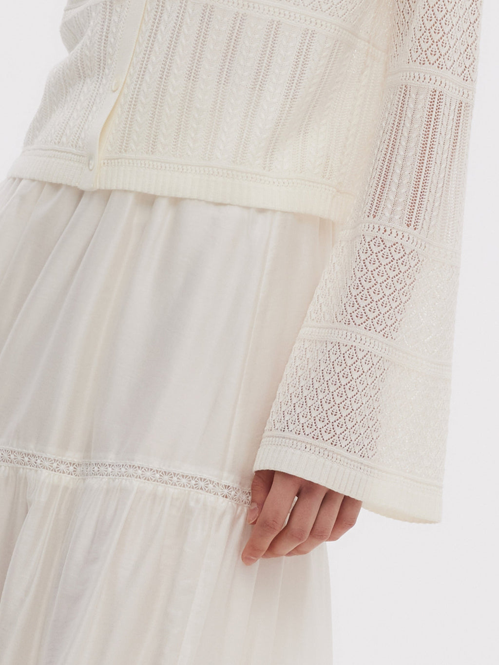 Tencel Openwork V-Neck Cardigan