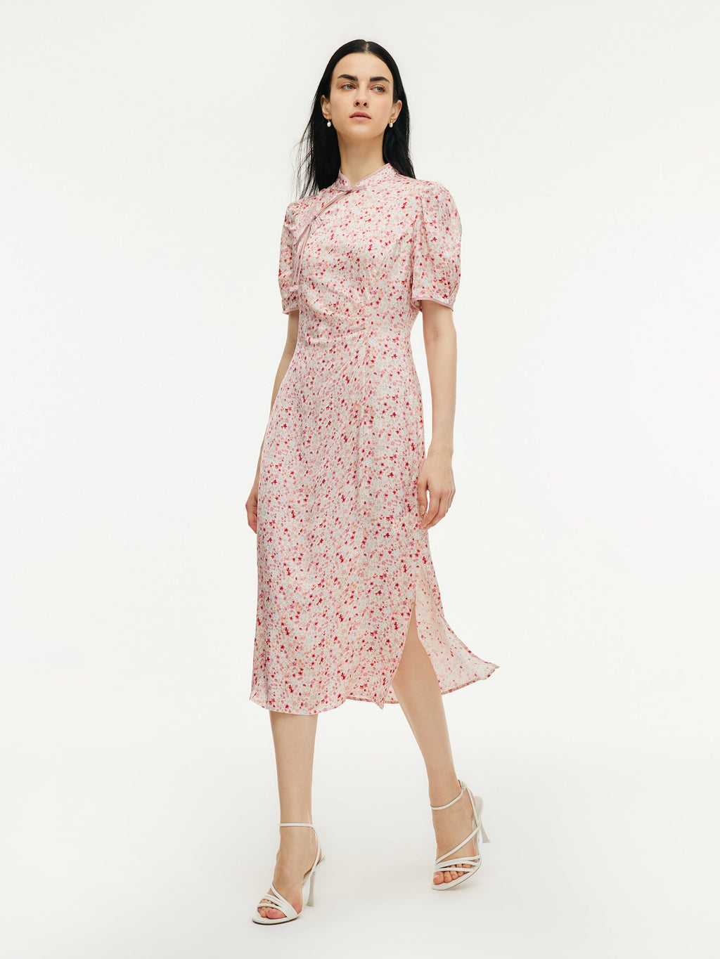 Cherry Blossom Qipao Midi Dress