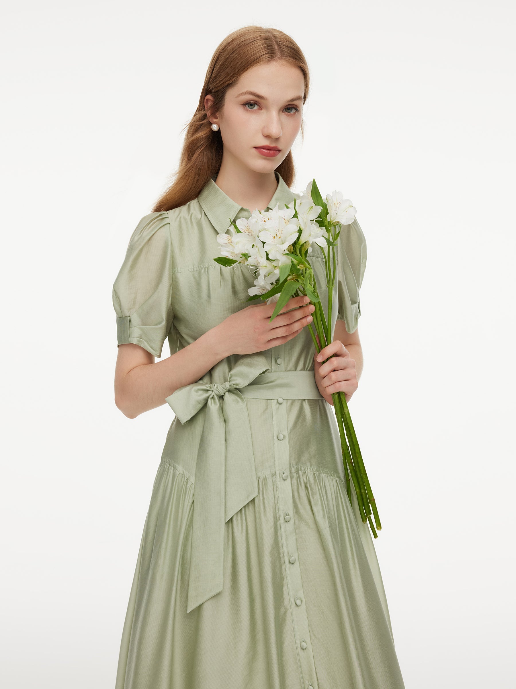 Belted A-Line Maxi Dress