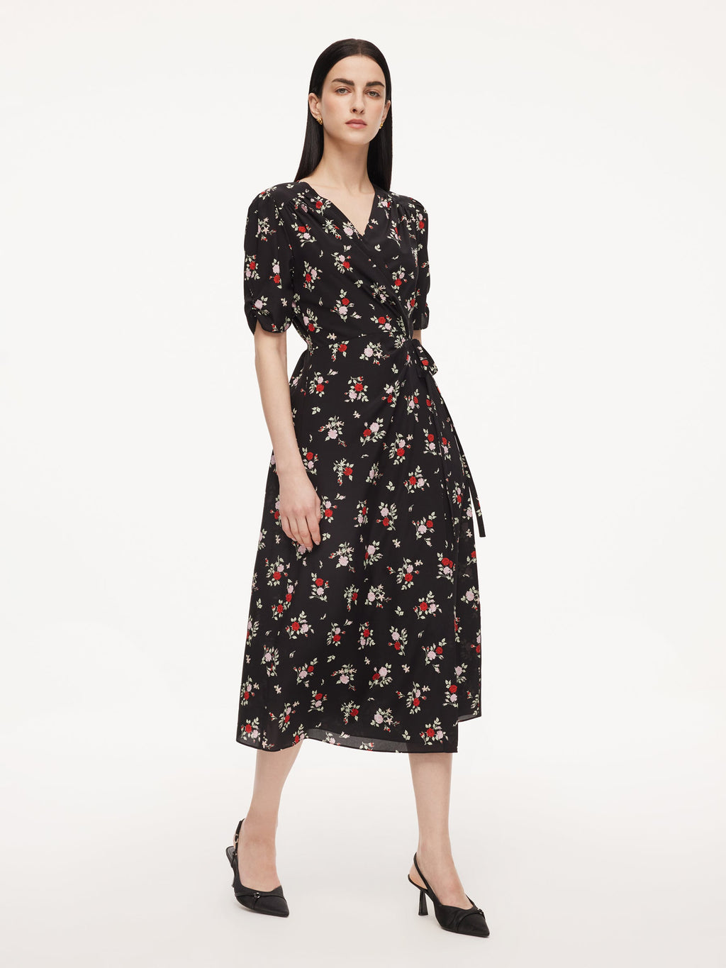 Mulberry Silk Floral Wrap Dress