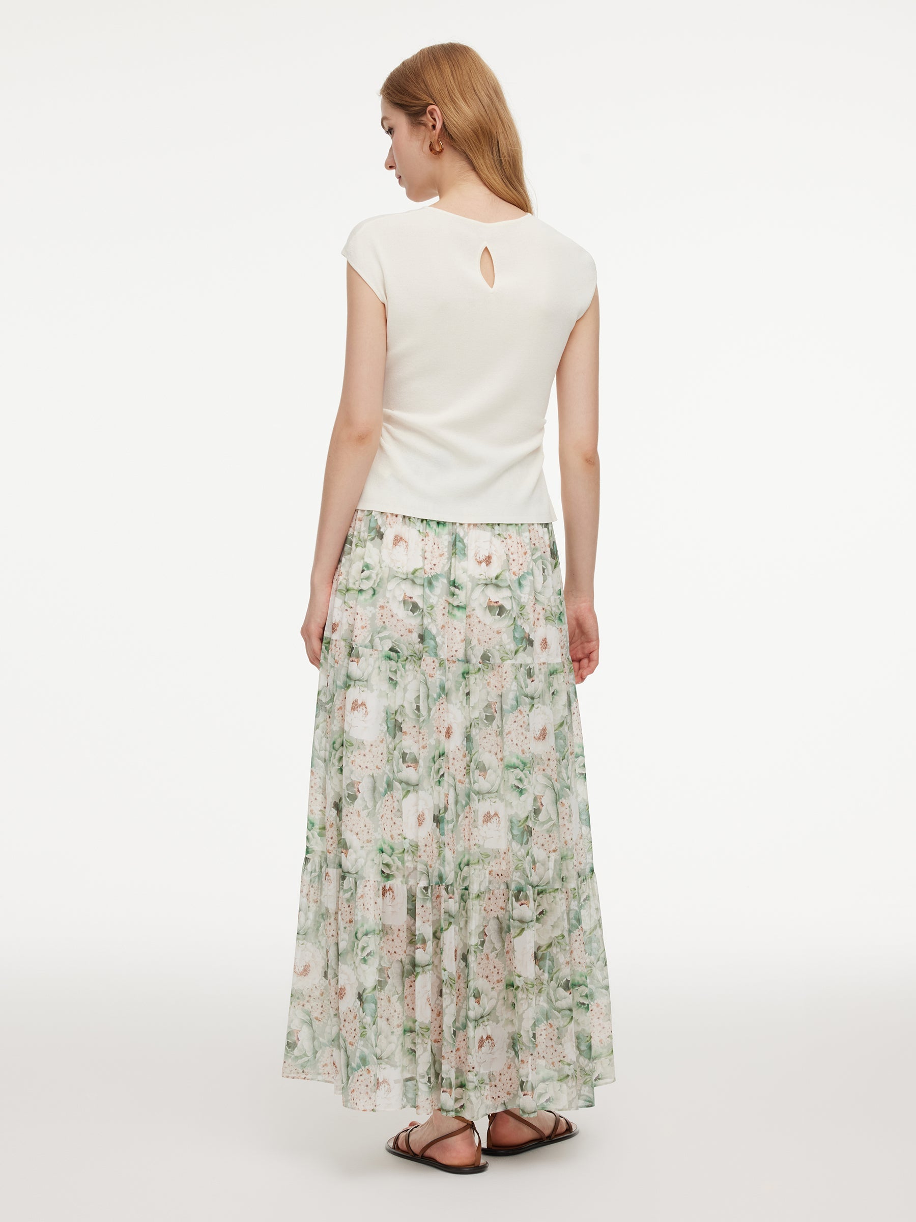 Mulberry Silk Floral A-Line Skirt