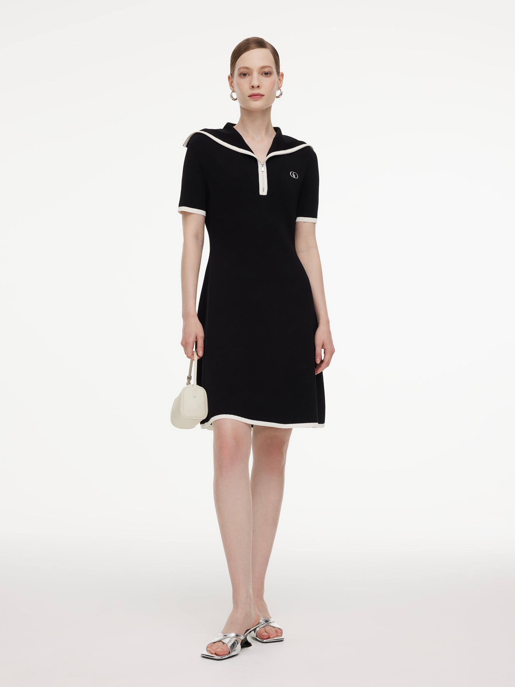 Lyocell Half-Zip Mini Dress