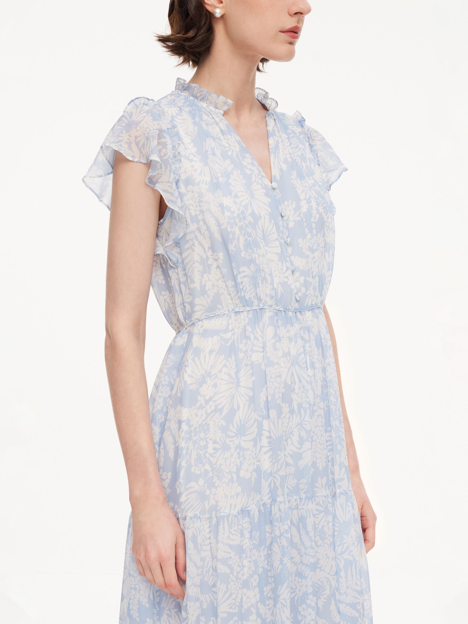Ruffle V-Neck Maxi Dress