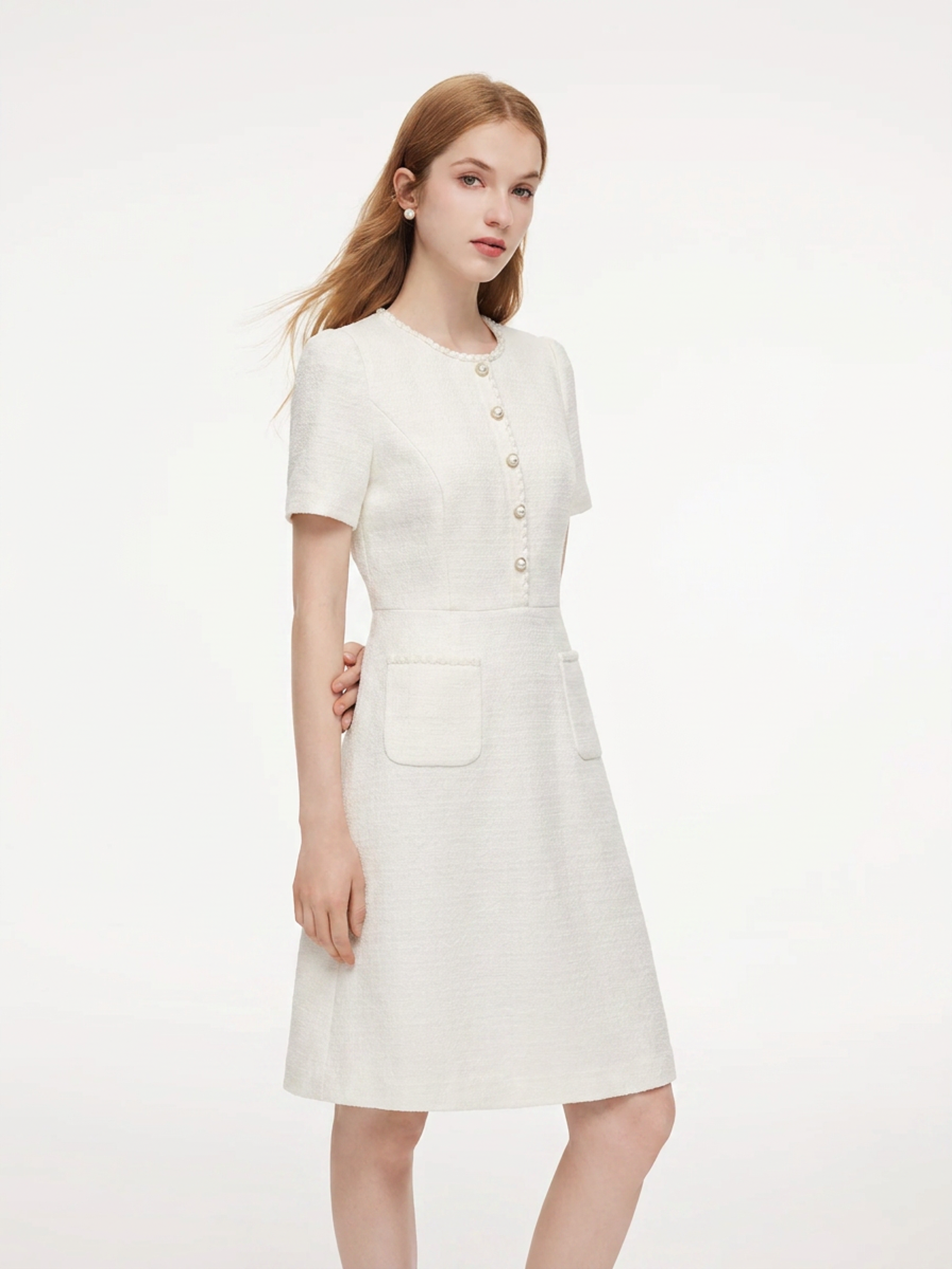 Tweed Round Neck Mini Dress