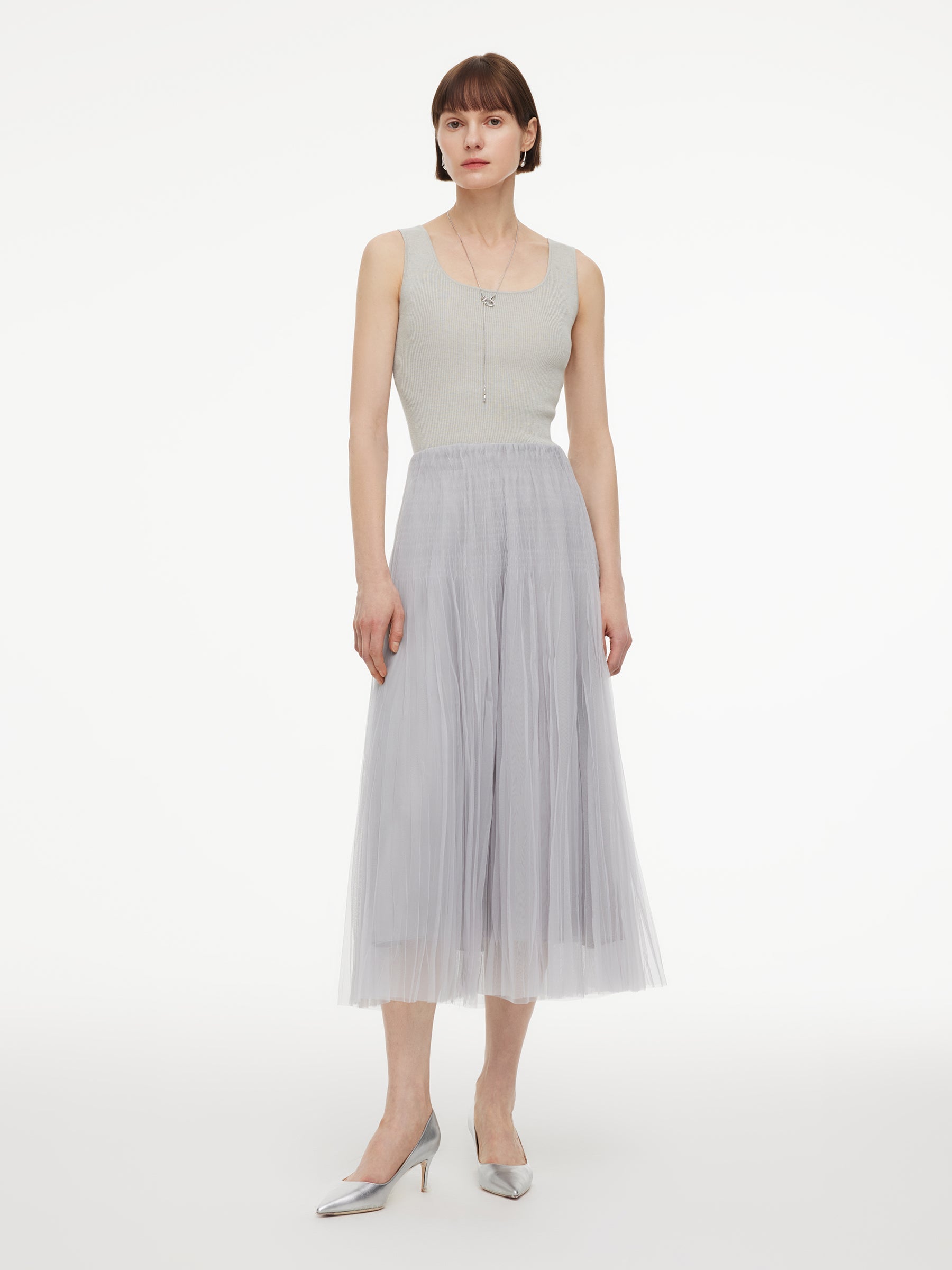 Vertical-Pleat A-Line Skirt