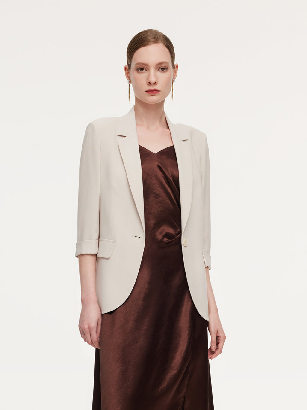 Acetate Blend Fitted Blazer