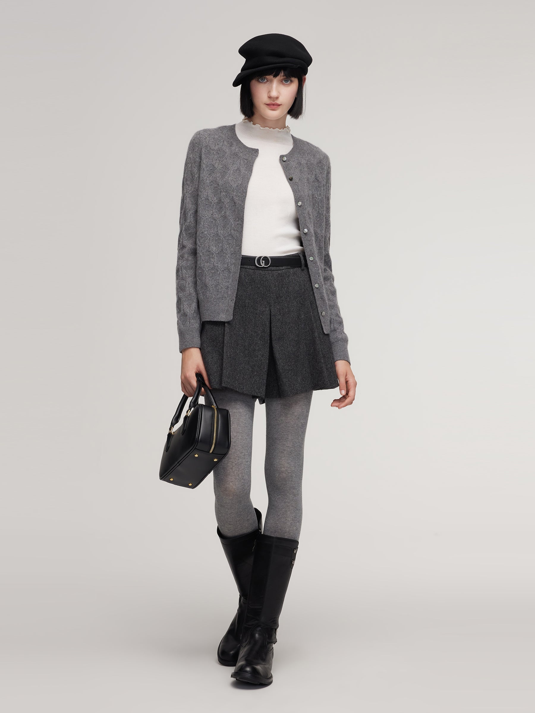 Shell Button Minimalist Cardigan