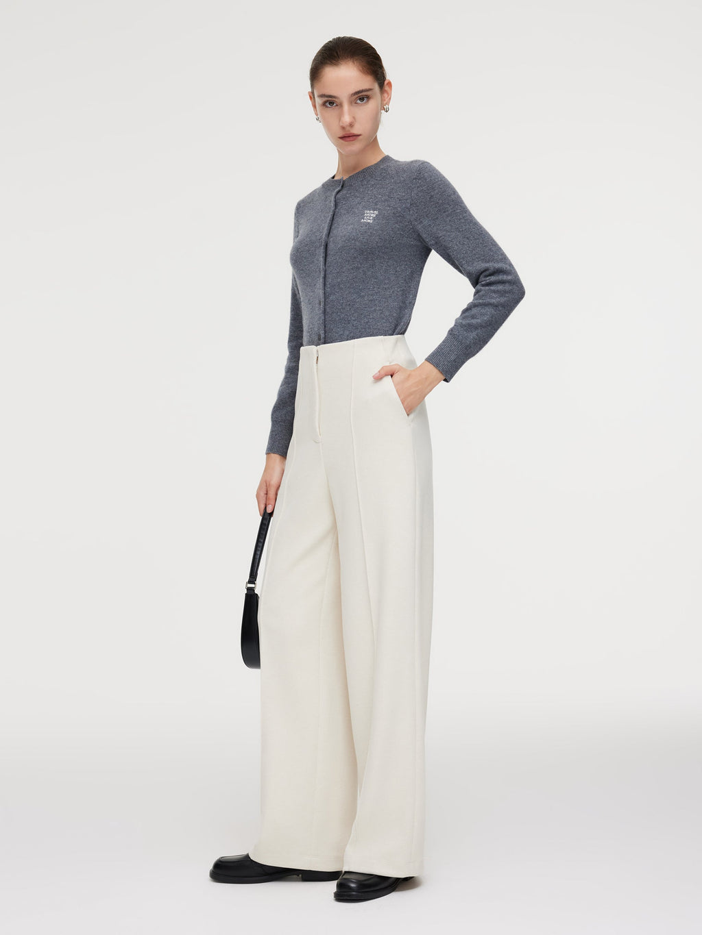 High-Waisted Wide-Knit Pants