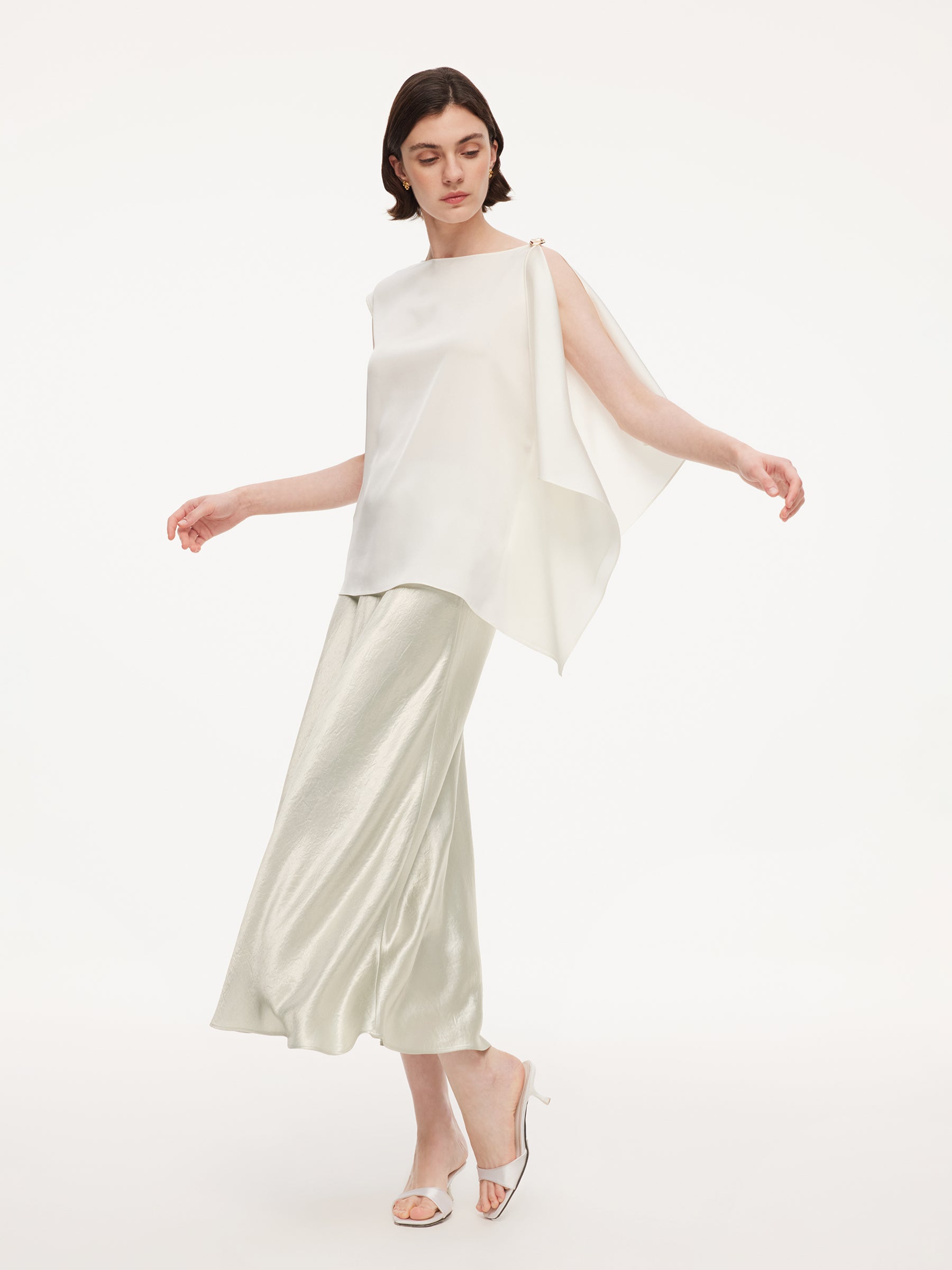 Mulberry Silk One-Shoulder Blouse
