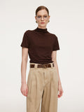 Tencel Mock Neck Ruched Top