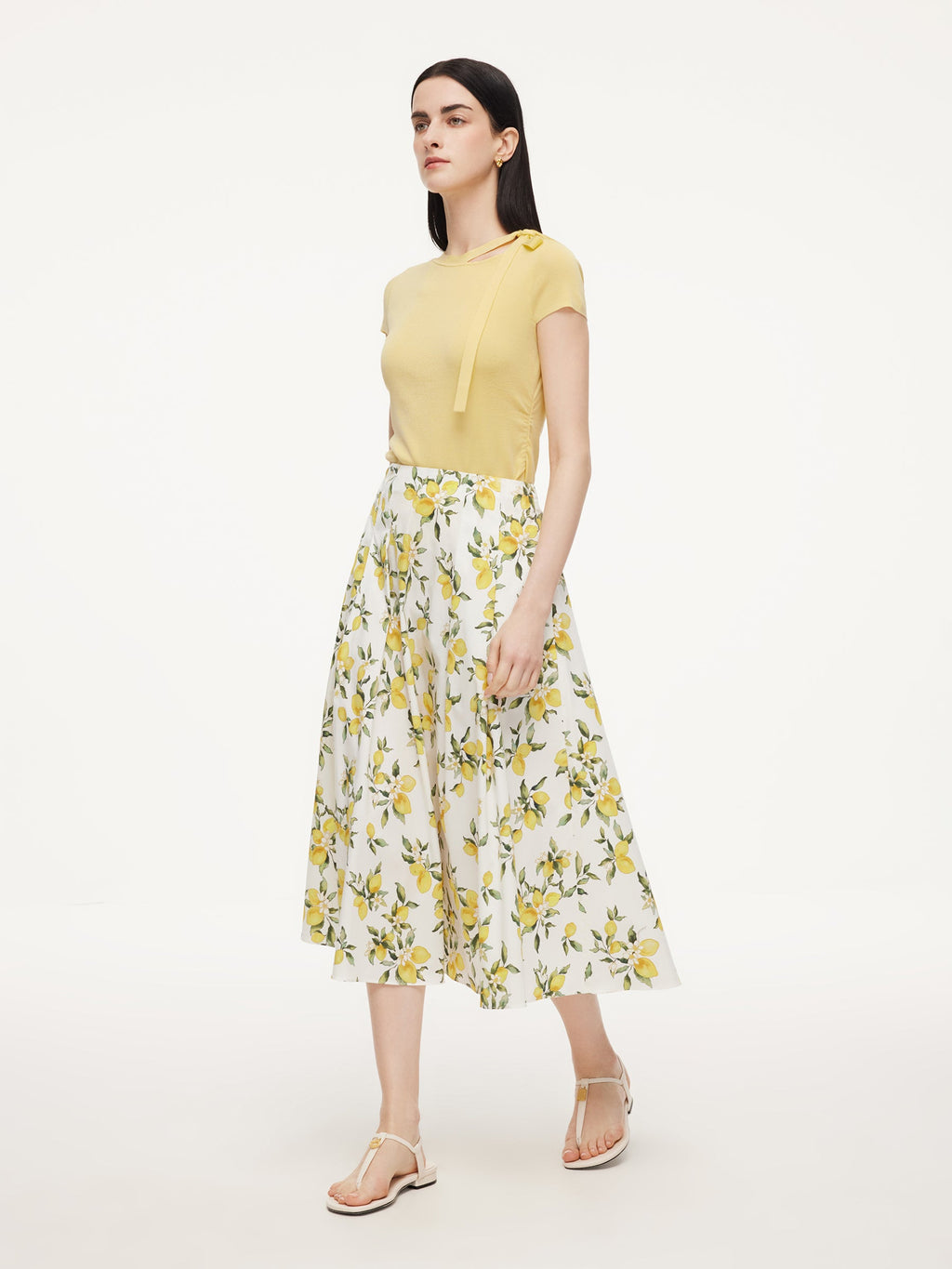 Lemon Print A-Line Skirt