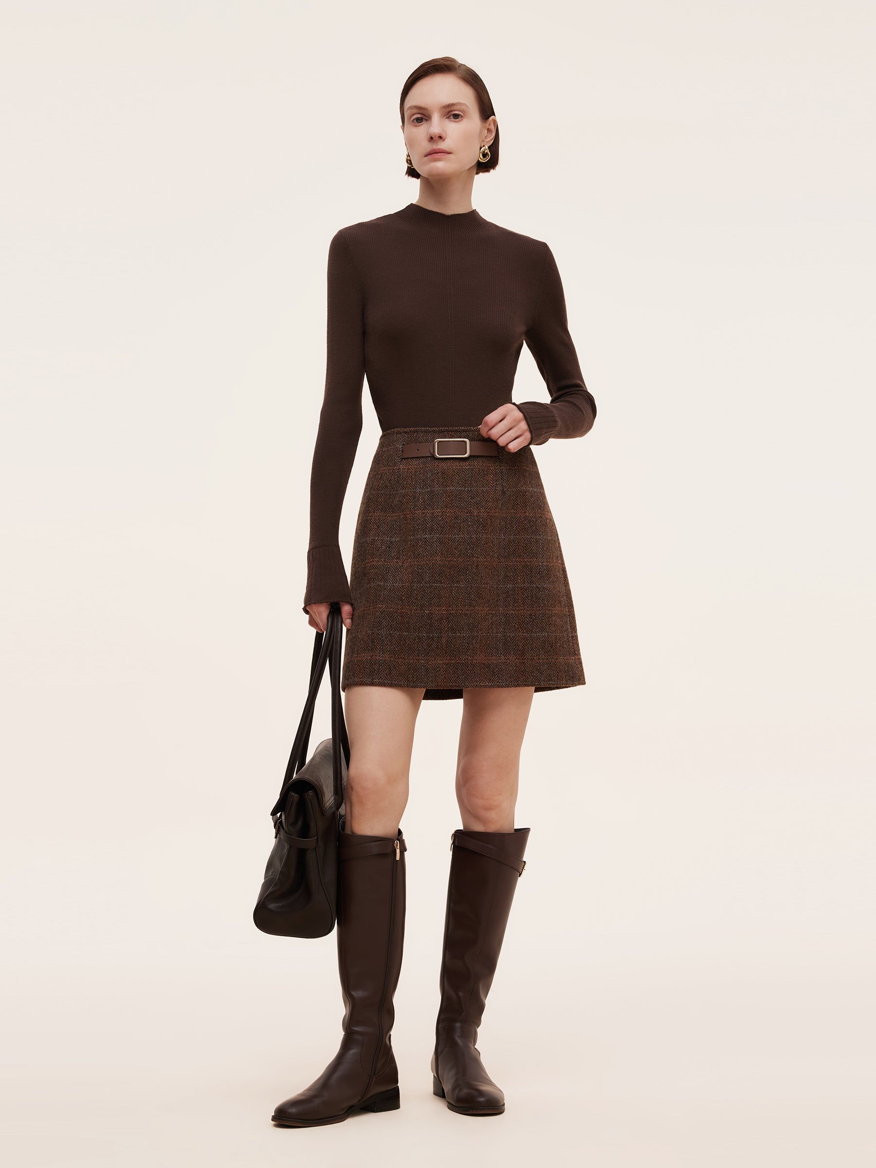 Mock Neck Slim Fit Wool Top