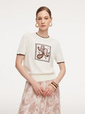 Lyocell Blend Stamp Print Knit Top
