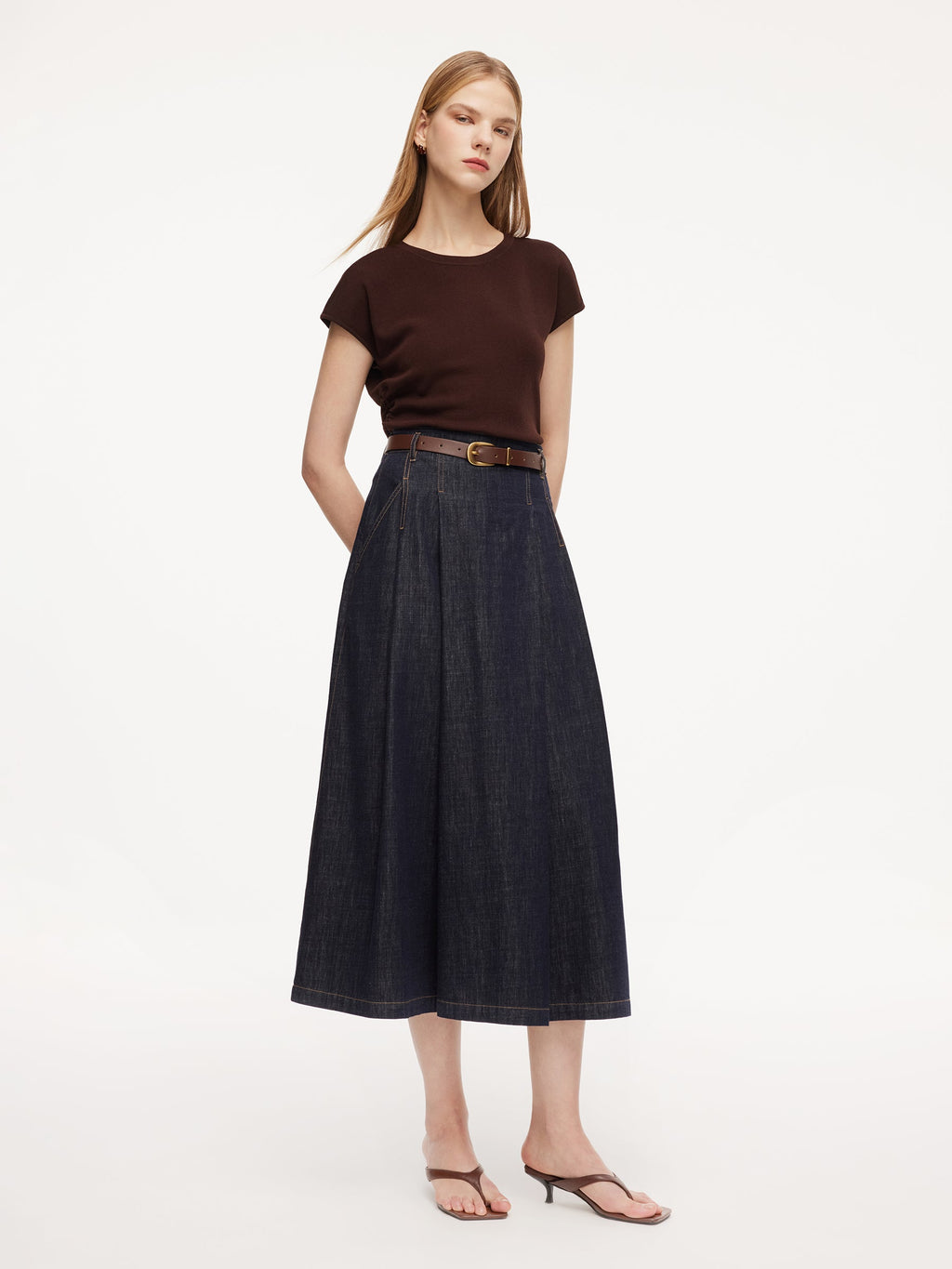 High-Rise Denim Culotte