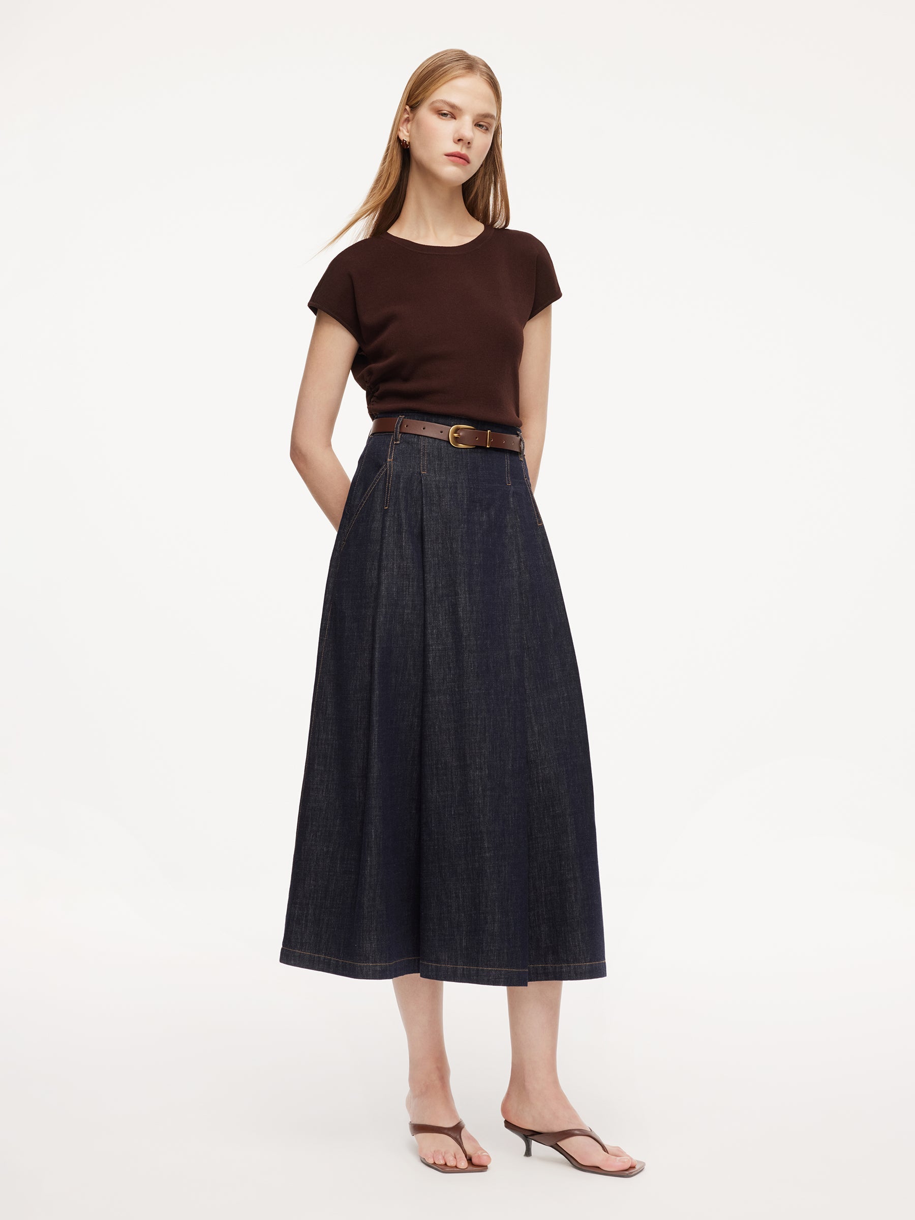 High-Rise Denim Culotte