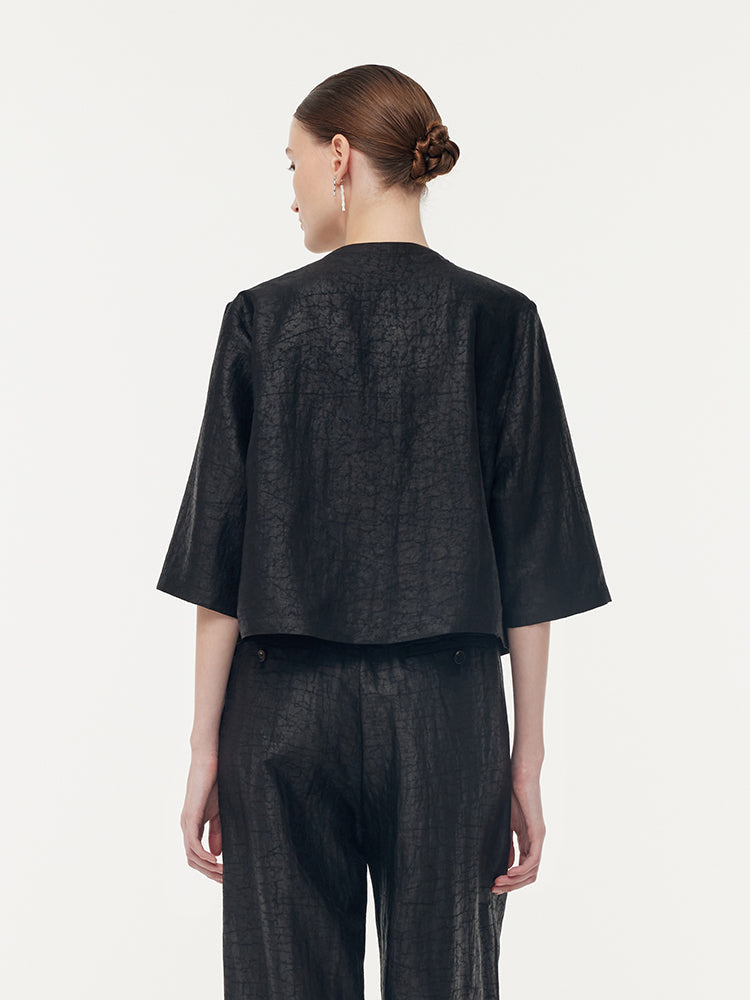 Xiangyun Silk Mandarin Crop Jacket