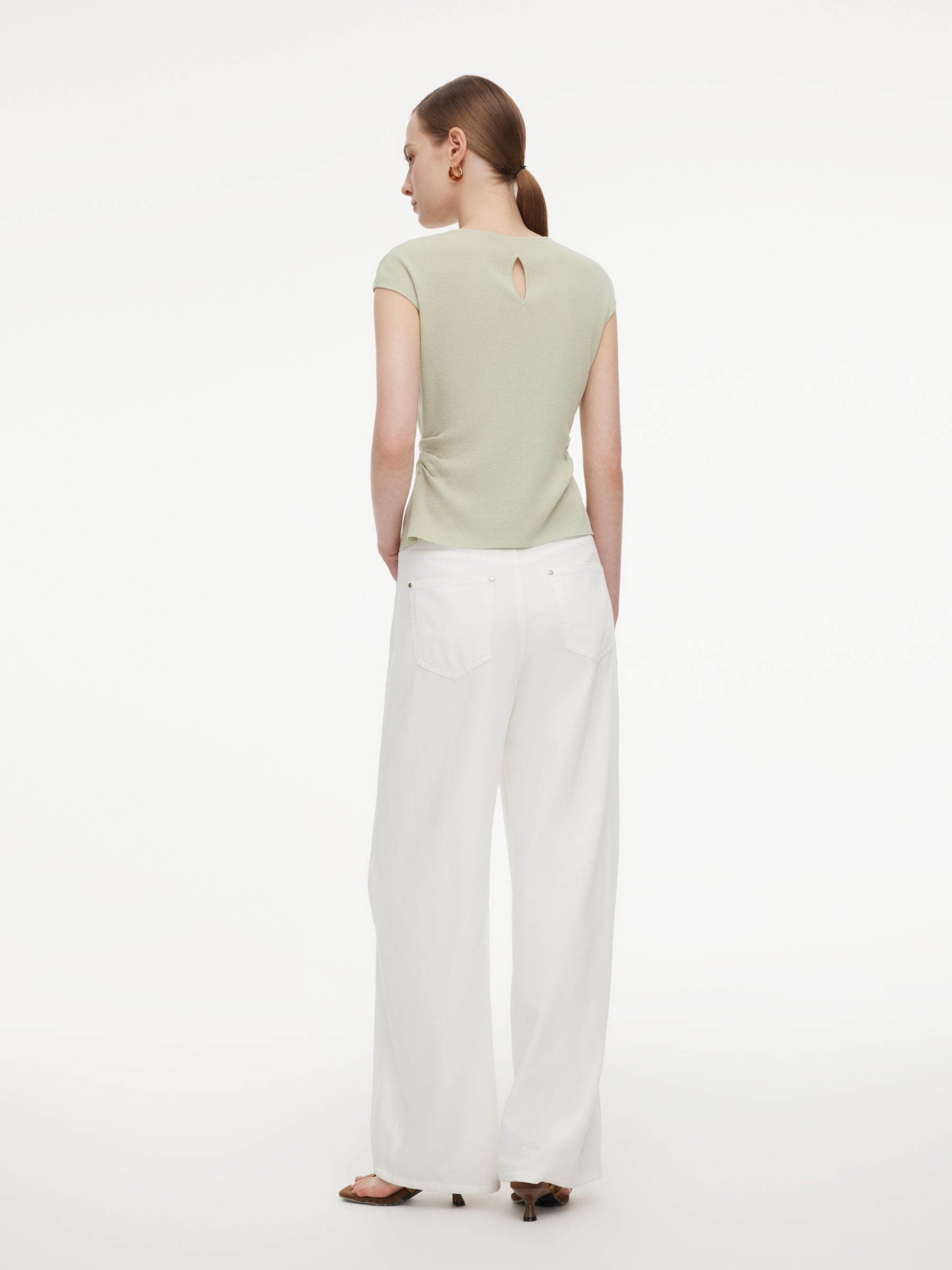 Tencel Side-Ruched H-Line Knit