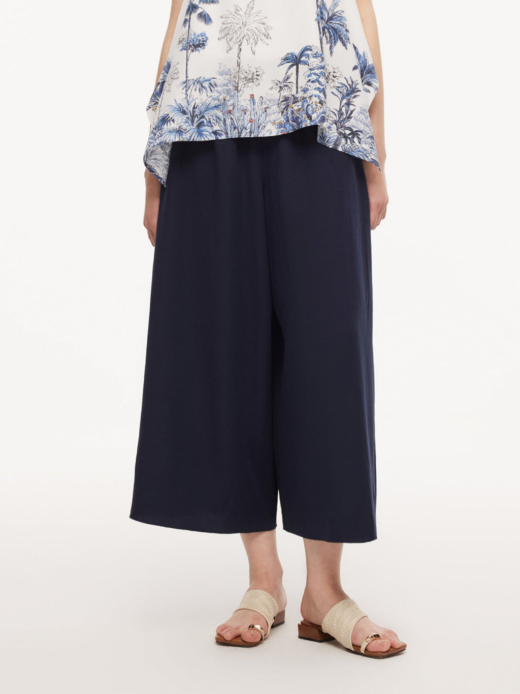 Linen-Blend A-Line Culottes