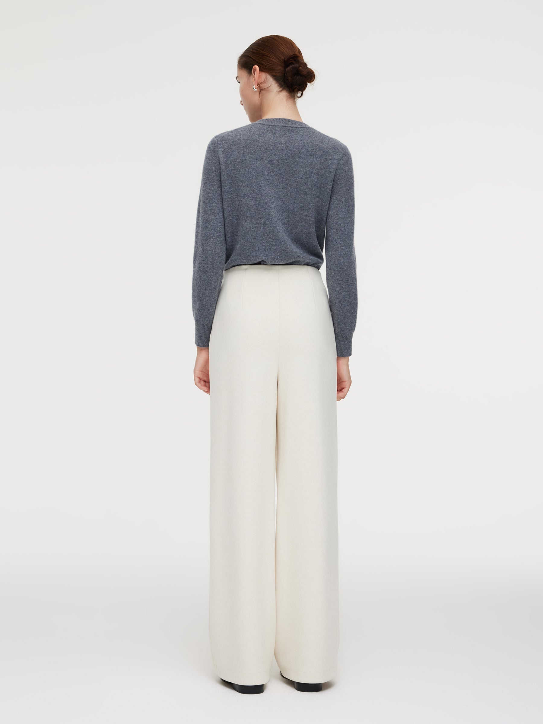 High-Waisted Wide-Knit Pants