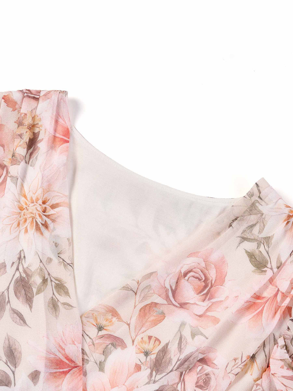 Crossover Neck Puff Sleeve Dress