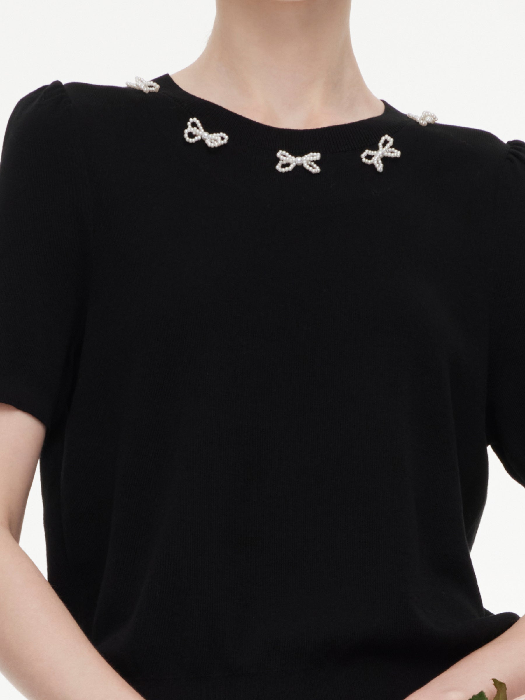 Beaded Bow Neckline