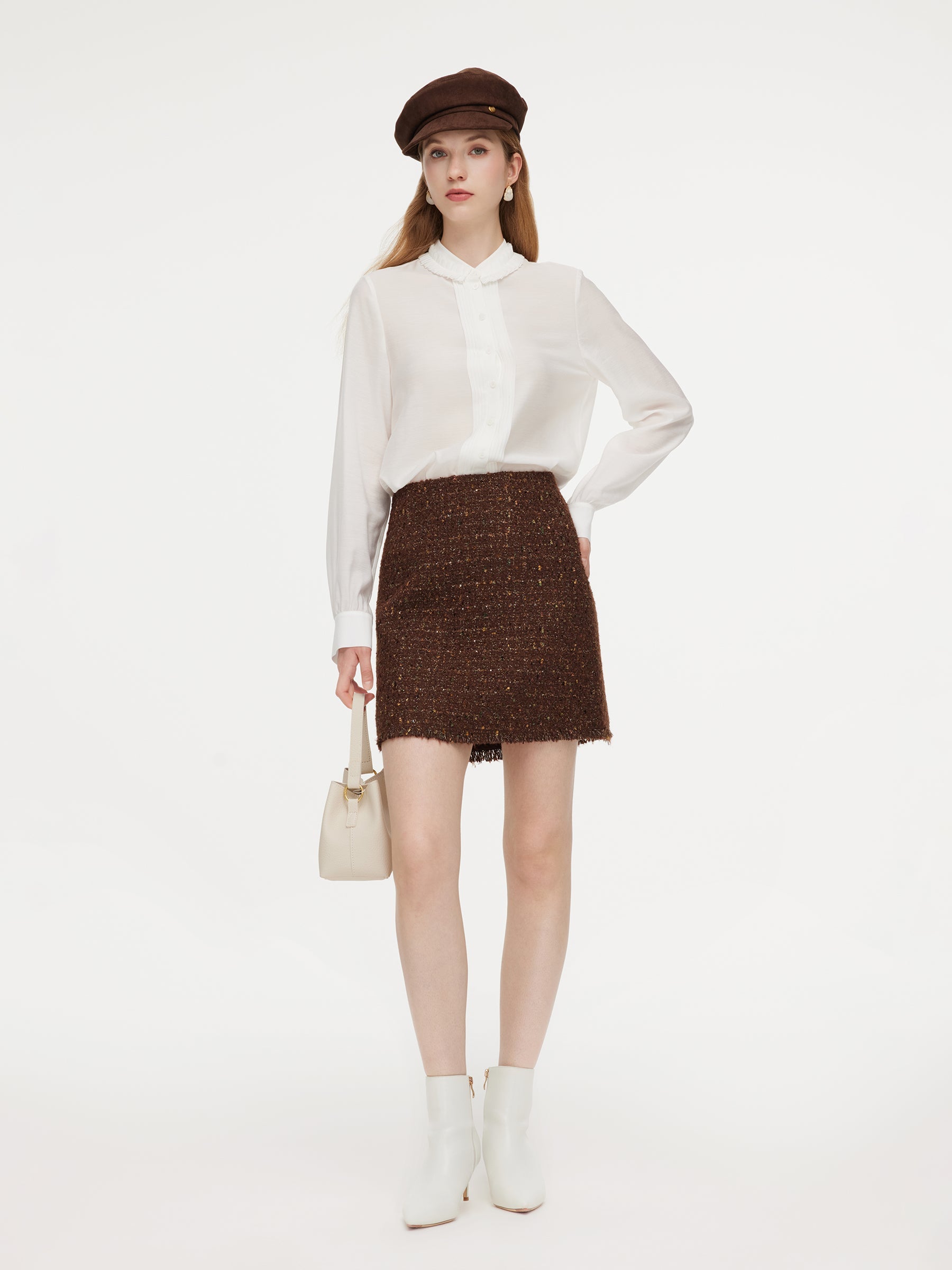 Pleated Acetate White Shirt