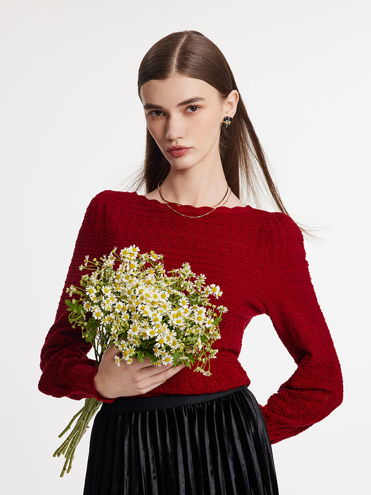 Tencel Wool Wave Collar Sweater
