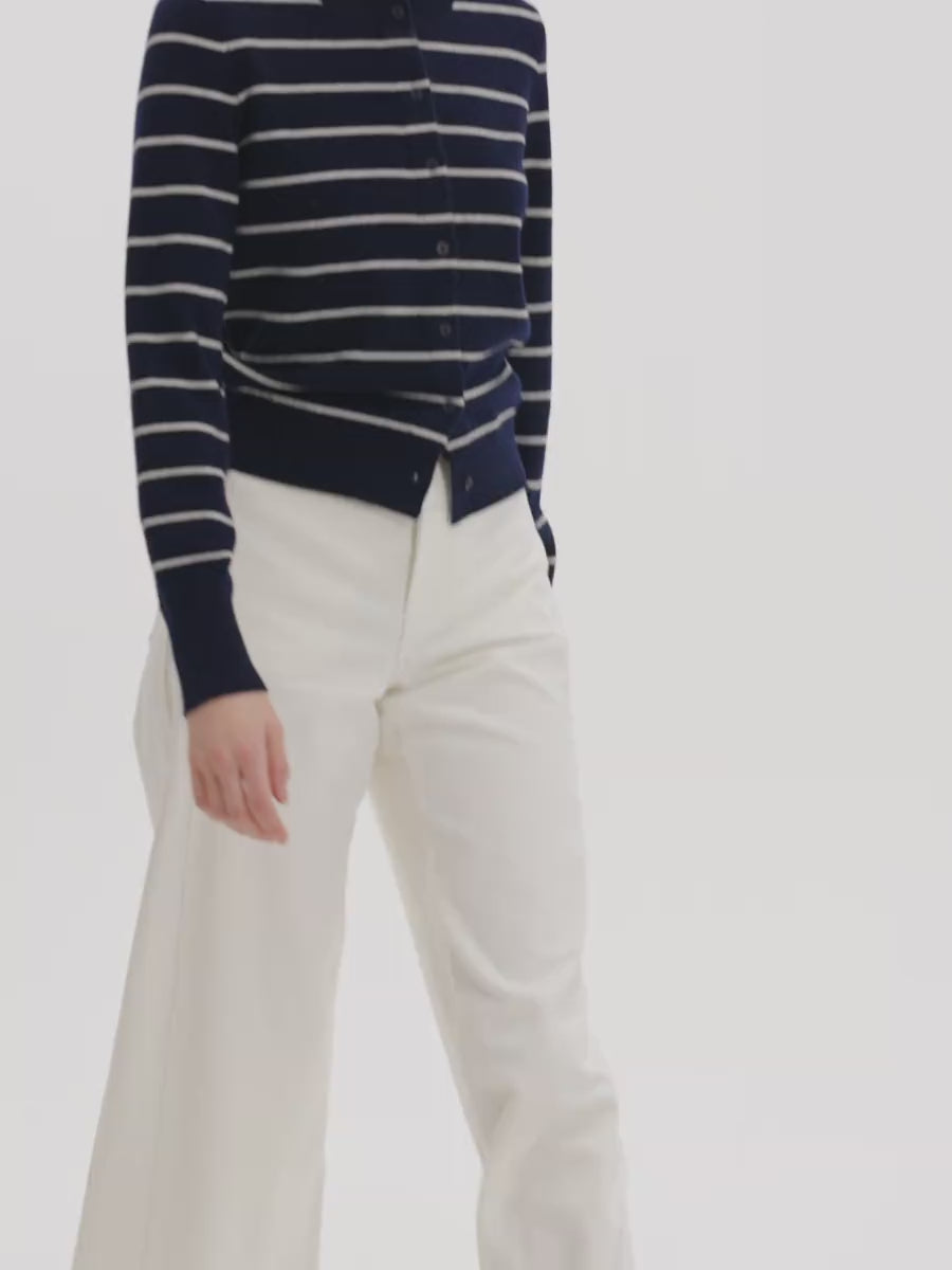100% Wool Stripe Cardigan