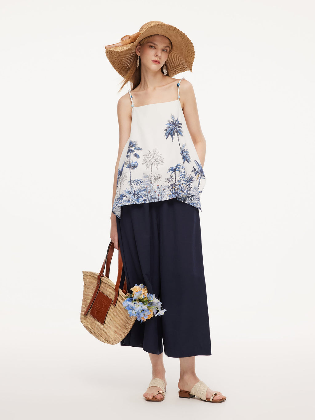 Linen-Blend A-Line Culottes