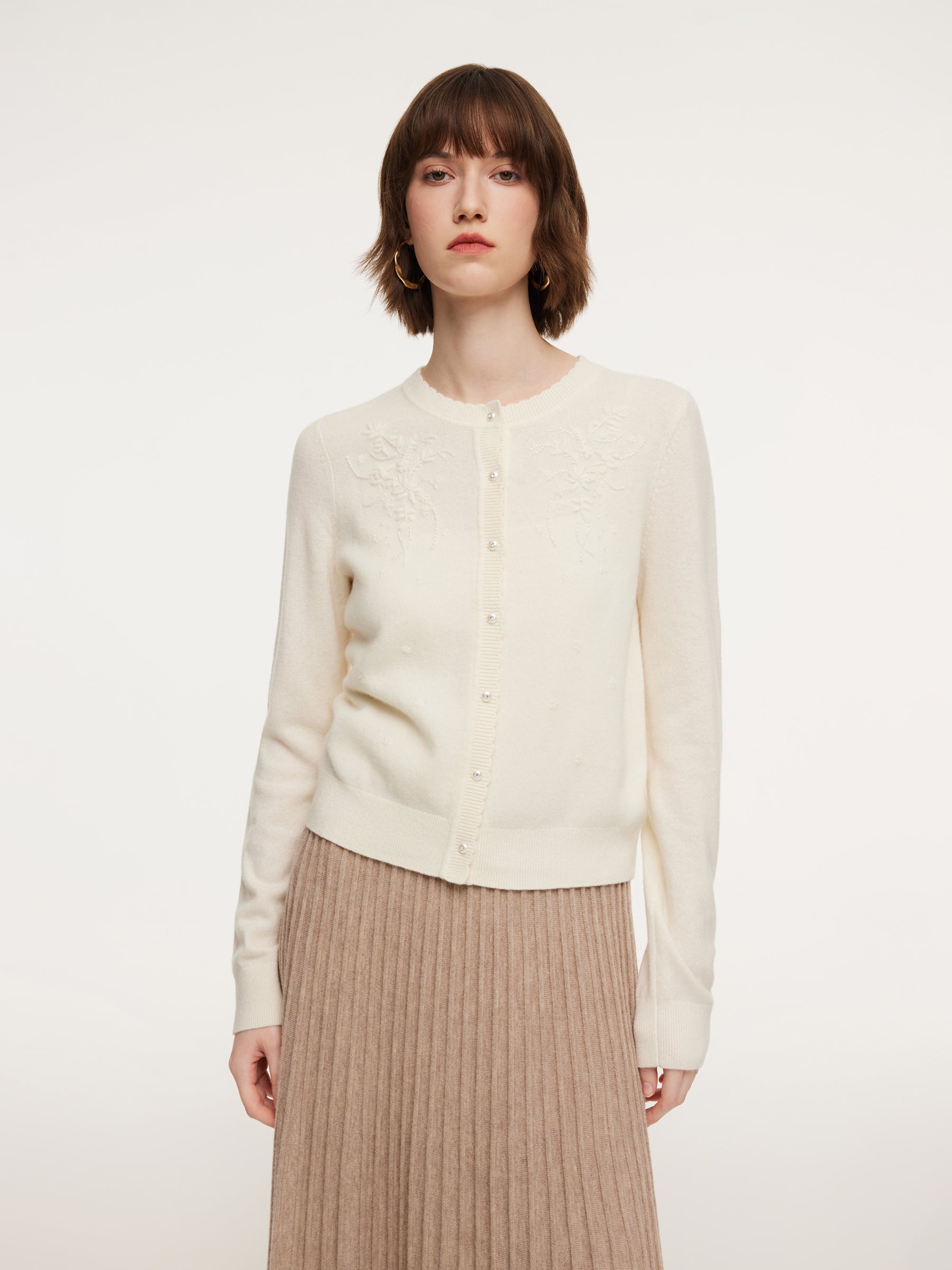 Round Neck Single-Breasted Cardigan
