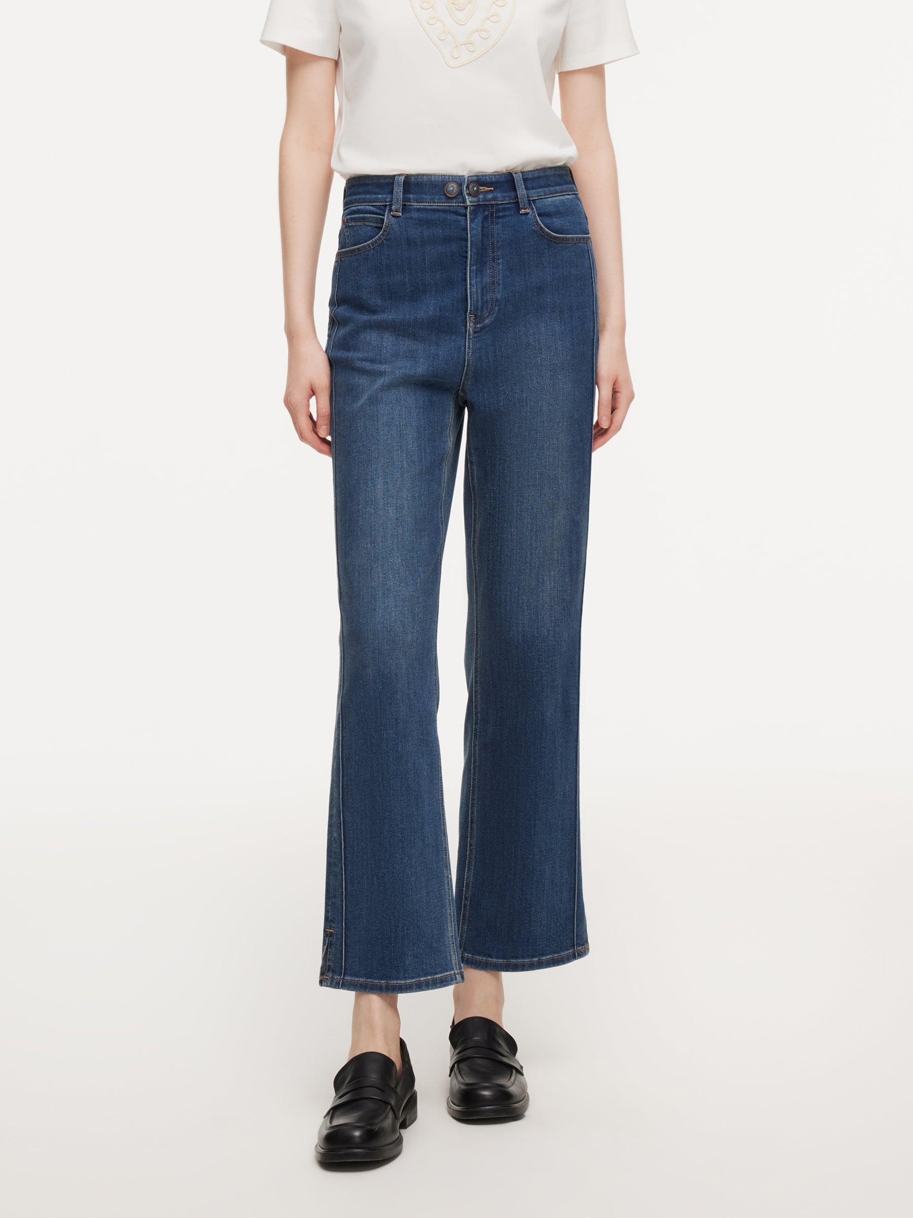 Acetate-Blend Micro-Flare Jeans