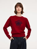 Round Neck Floral Loose Sweater
