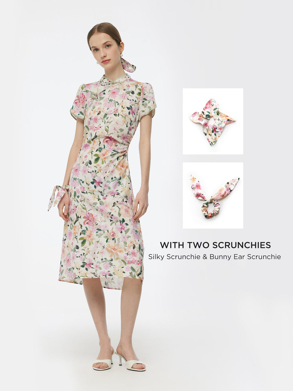 Mulberry Silk Floral Qipao Dress