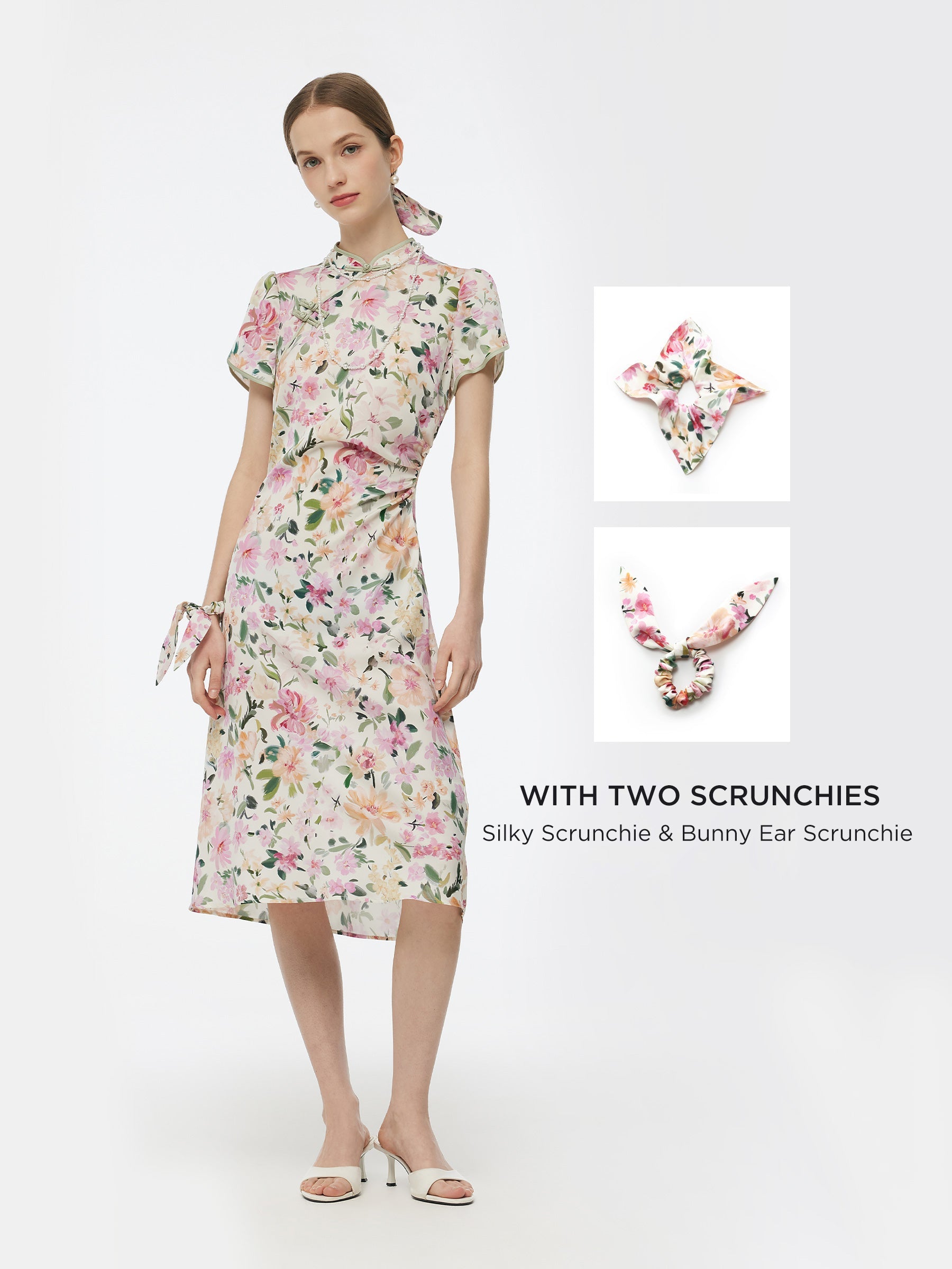 Mulberry Silk Floral Qipao Dress