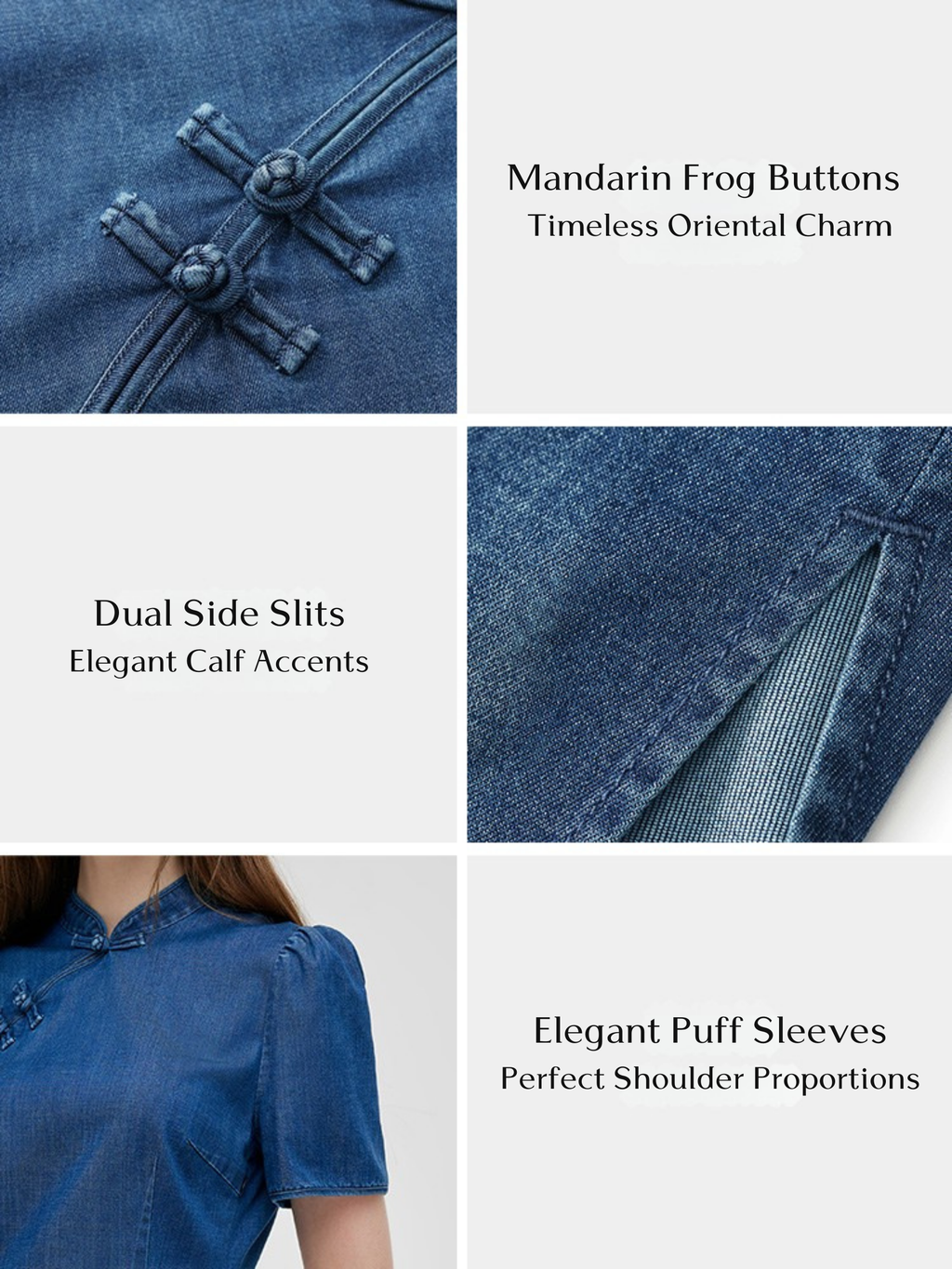 Gradient Denim Qipao Dress