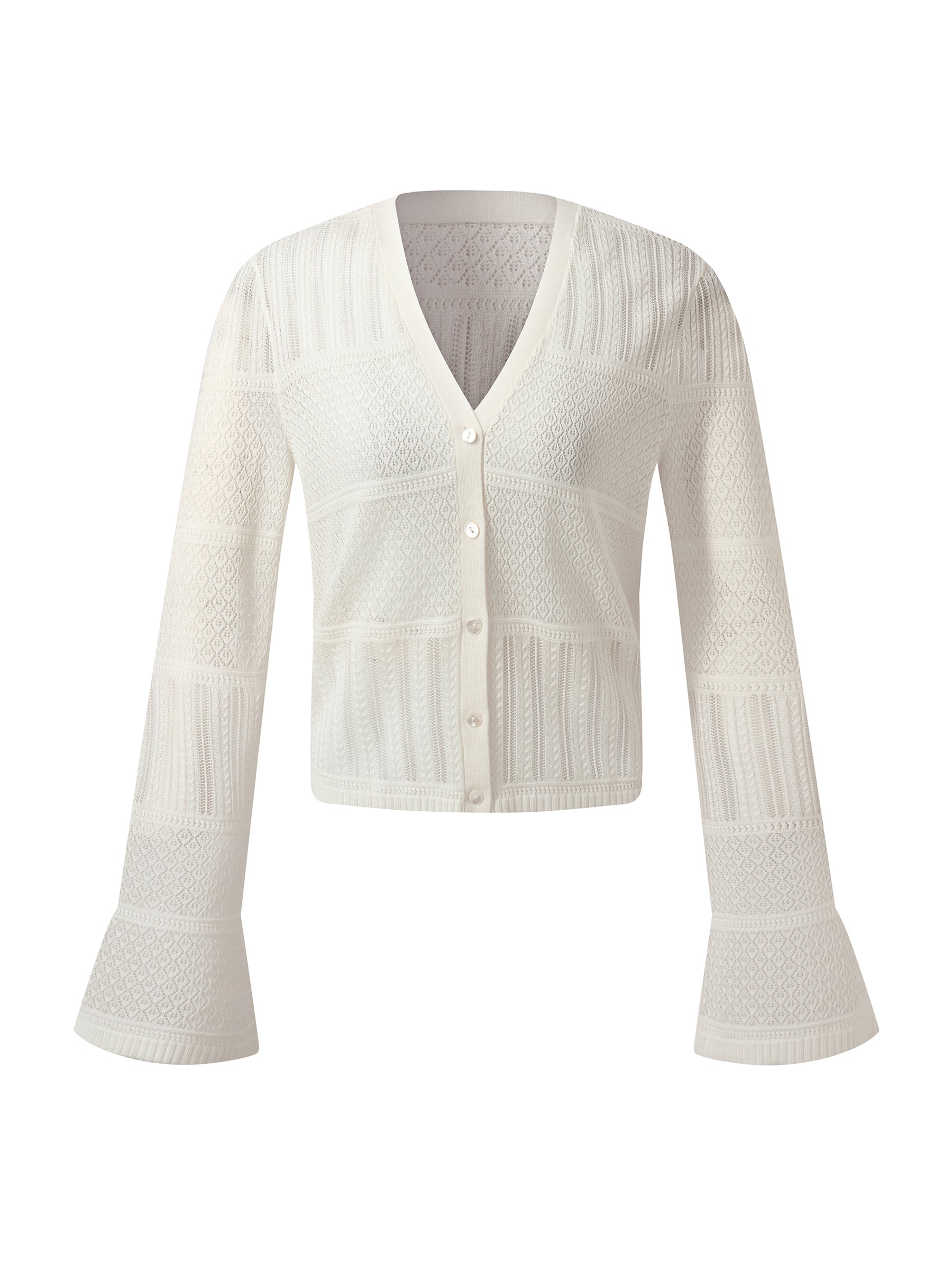 Tencel Openwork V-Neck Cardigan