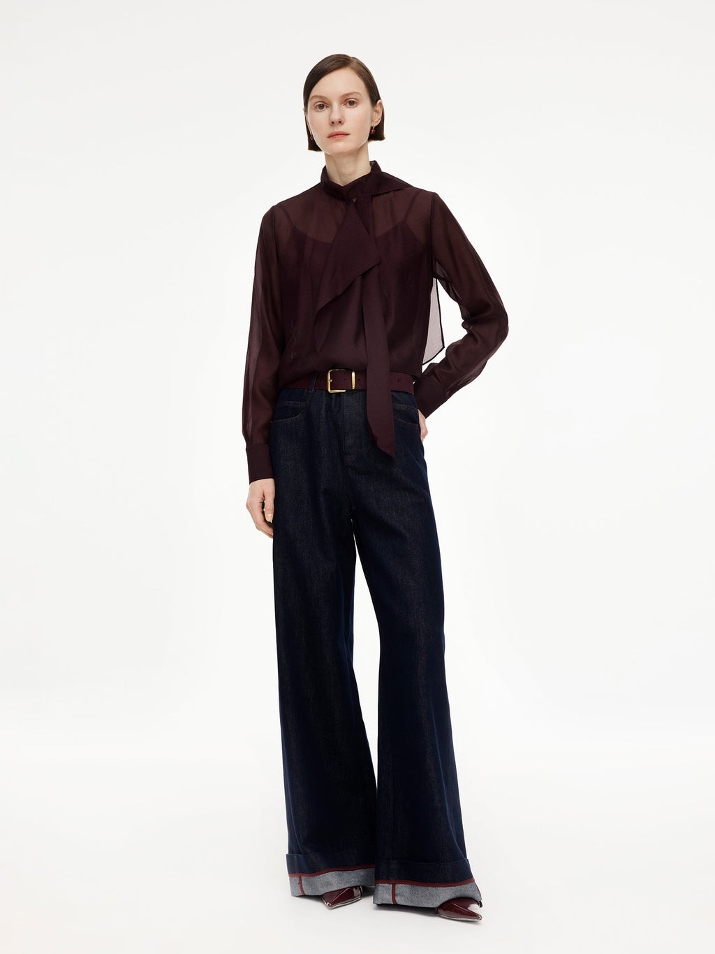 Tie-Front Bow Silk Top